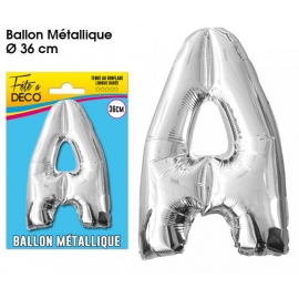 Ballon métallique argent 36cm - Lettre A