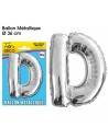 Ballon métallique argent 36cm - Lettre D