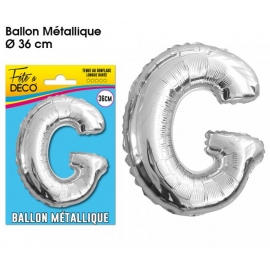 Ballon métallique argent 36cm - Lettre G