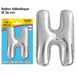 Ballon métallique argent 36cm - Lettre H