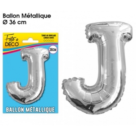 Ballon métallique argent 36cm - Lettre J