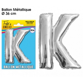 Ballon métallique argent 36cm - Lettre K