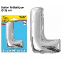 Ballon métallique argent 36cm - Lettre L