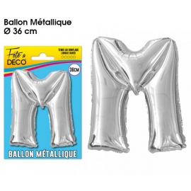 Ballon métallique argent 36cm - Lettre M