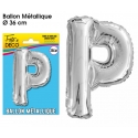 Ballon métallique argent 36cm - Lettre P