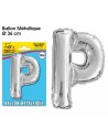 Ballon métallique argent 36cm - Lettre P