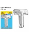 Ballon métallique argent 36cm - Lettre T