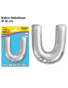 Ballon métallique argent 36cm - Lettre U