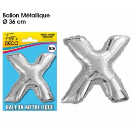 Ballon métallique argent 36cm - Lettre X