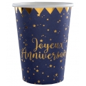 10 Gobelets Joyeux Anniversaire métallisé - Bleu