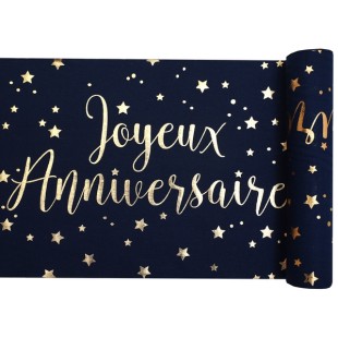 Chemin de table Joyeux Anniversaire métallisé - Bleu 2