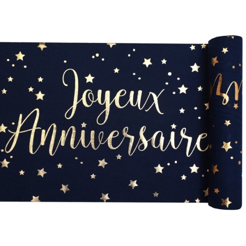 Chemin de table Joyeux Anniversaire métallisé - Or