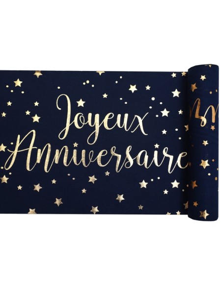 Chemin de table Joyeux Anniversaire métallisé - Or