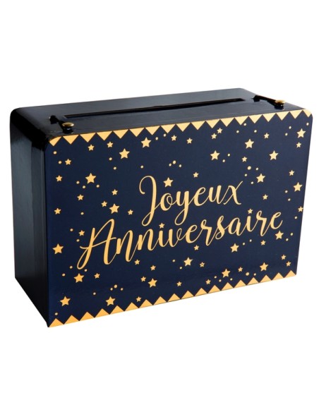 Tirelire Joyeux Anniversaire métallisé - Or