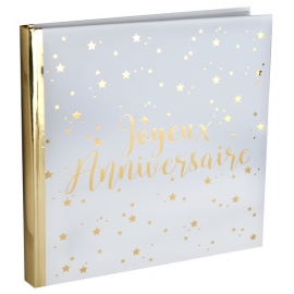 Livre d'or Joyeux Anniversaire métallisé - Or