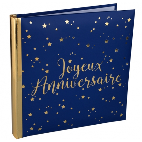 Livre d'or Joyeux Anniversaire métallisé - Or