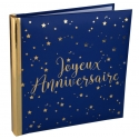 Livre d'or Joyeux Anniversaire métallisé - Bleu