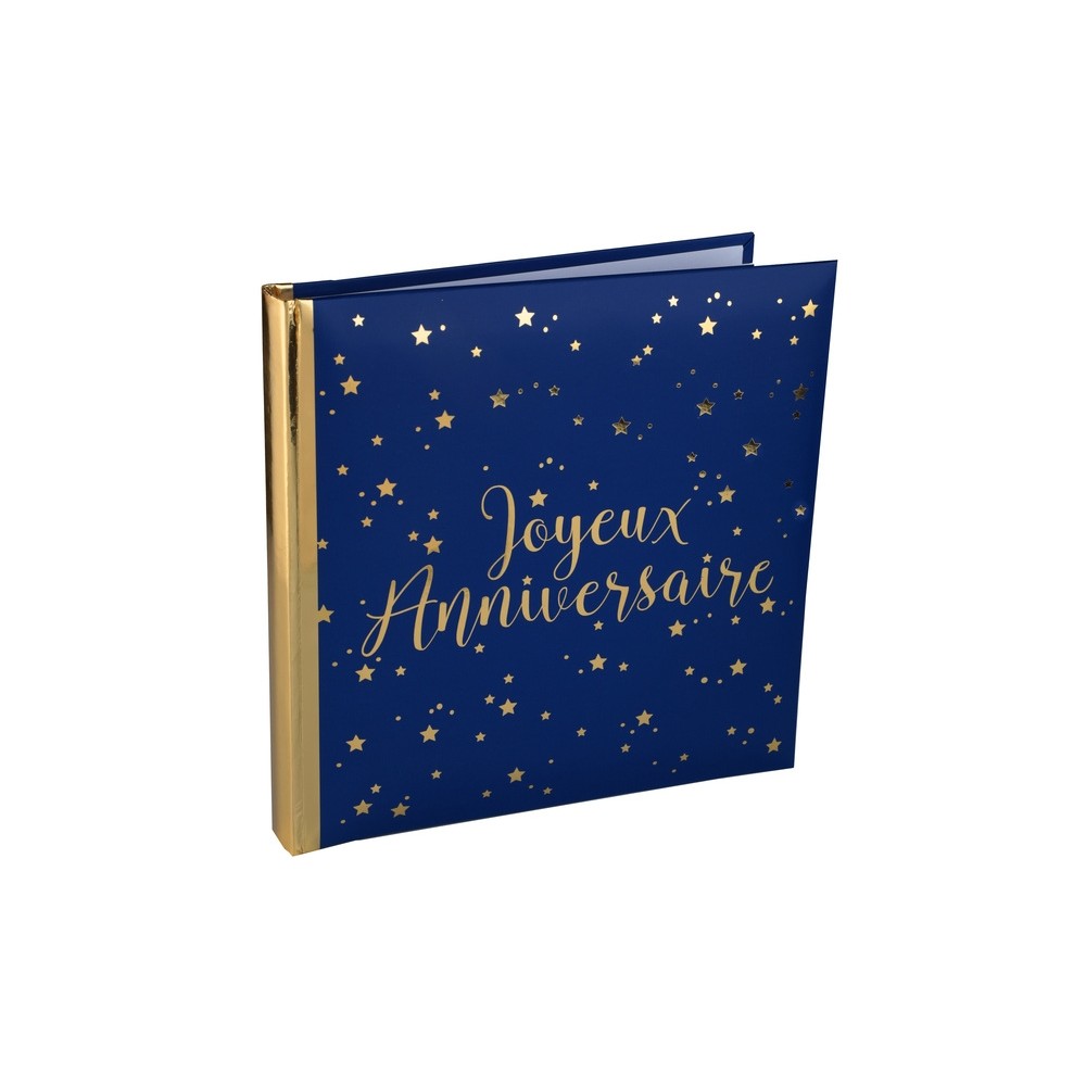 Livre D'Or Anniversaire Métallisé Blanc Et Or – 20 Pages – 24x24 Cm – Joyeux Anniversaire Étoilé – Idéal Fête Et Souvenirs Convives
