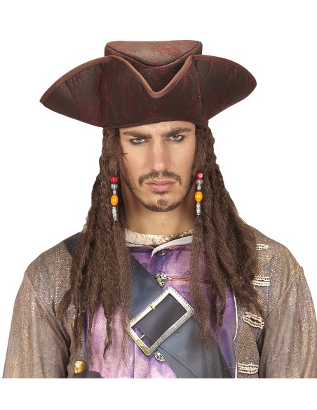 Tricorne avec bordure dentelle et noeud rouge