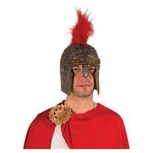 Casque pvc romain avec plumes