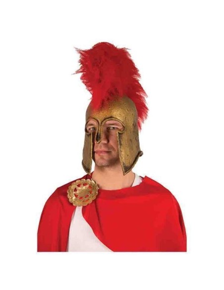 Casque latex romain avec plumes