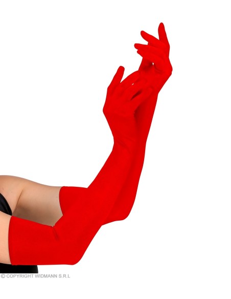 Gants longs coton rouges