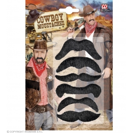 Set de 6 moustaches cowboy