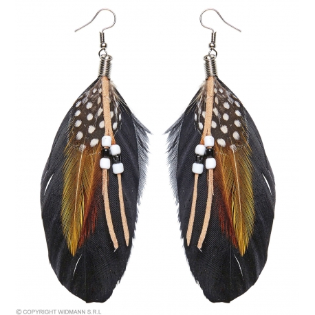 Boucles d'oreille plumes et perle