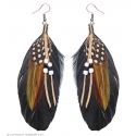 Boucles d'oreille plumes et perle