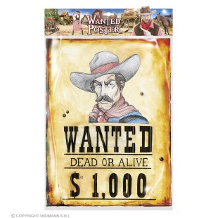 Décoration western wanted 38x50cm 2