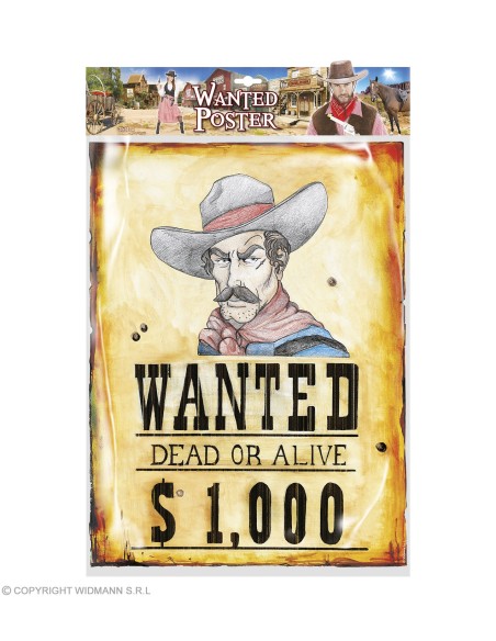 Décoration western wanted 38x50cm