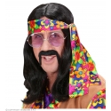 Perruque hippie homme noire avec bandeau