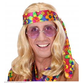 Perruque hippie homme blonde avec bandeau