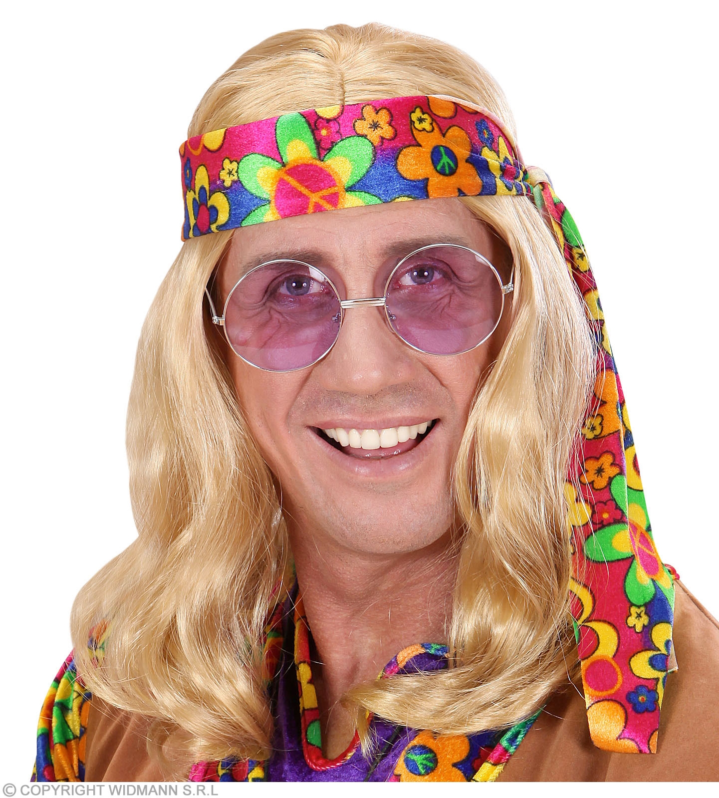 Perruque hippie homme blonde avec bandeau