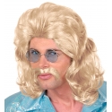 Perruque et moustache 70's blonde