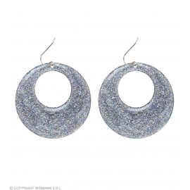 Boucles d'oreilles disco paillettes argent