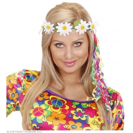Perruque hippie femme brune avec bandeau