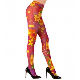 Collants à fleurs hippie roses