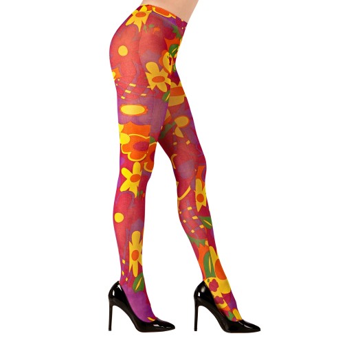 Collants à fleurs 70's roses