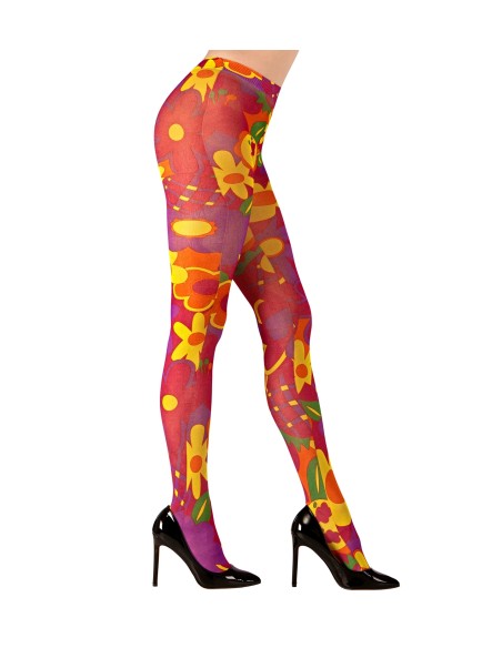 Collants à fleurs 70's roses