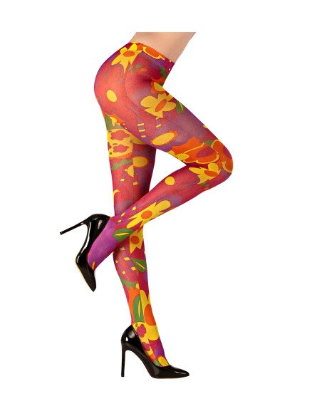 Collants à fleurs 70's roses