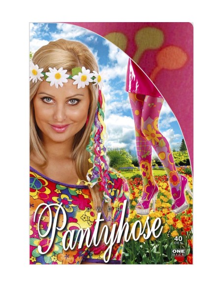 Collants à fleurs 70's roses