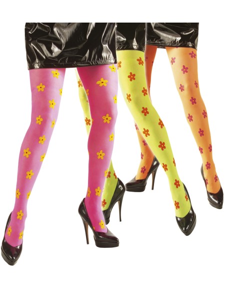 Collants à fleurs hippie roses