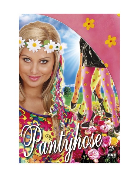 Collants à fleurs hippie roses