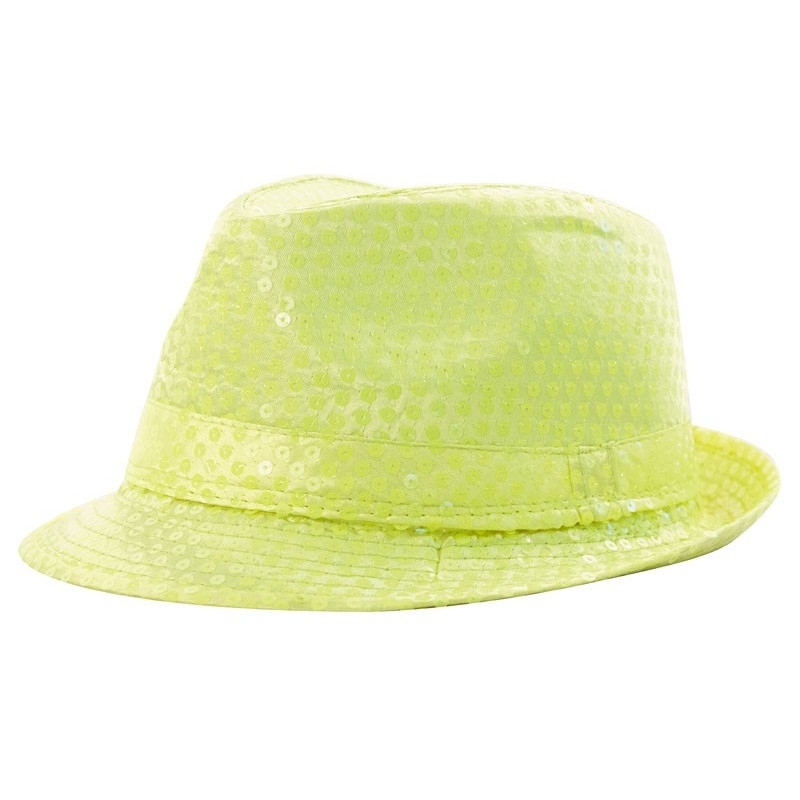 Chapeau funk paillettes néon jaune