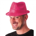 Chapeau funk paillettes néon rose