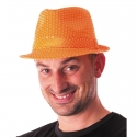 Chapeau funk paillettes néon orange