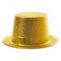 Chapeau haut de forme PVC paillettes or