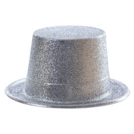 Chapeau haut de forme PVC paillettes noir