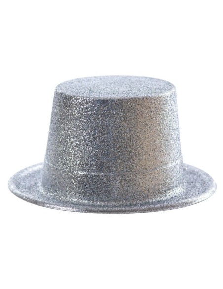 Chapeau haut de forme PVC paillettes noir